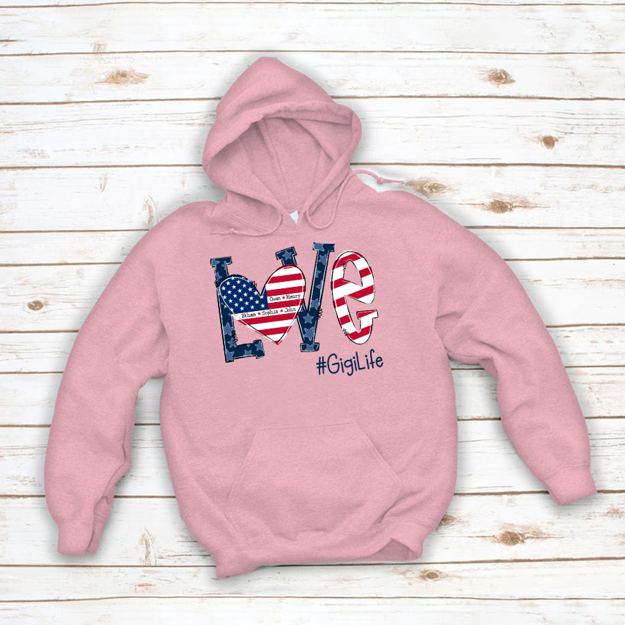 Personalized Love Gigi Life American Flag Hoodie