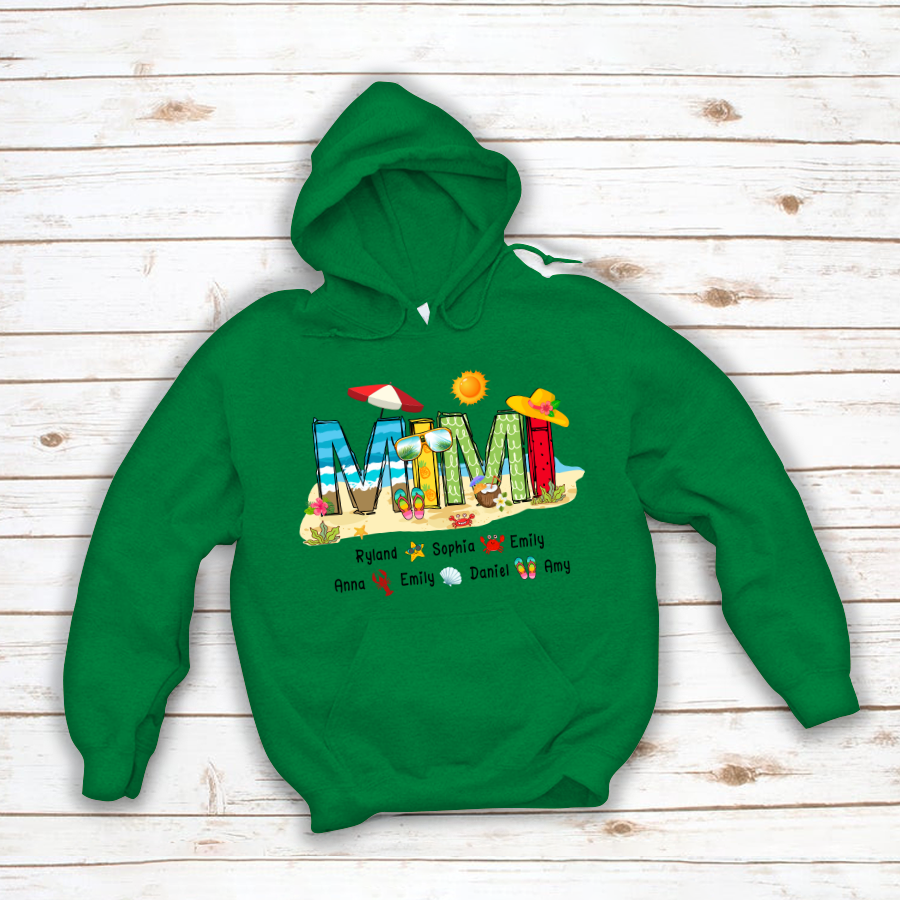 Personalized Mimi Summer Beach Color Kid Names Custom Hoodie