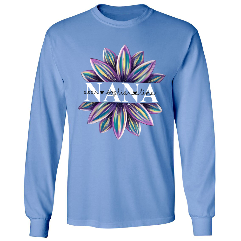 Personalized grandma and grandkids flower trend Longsleeve
