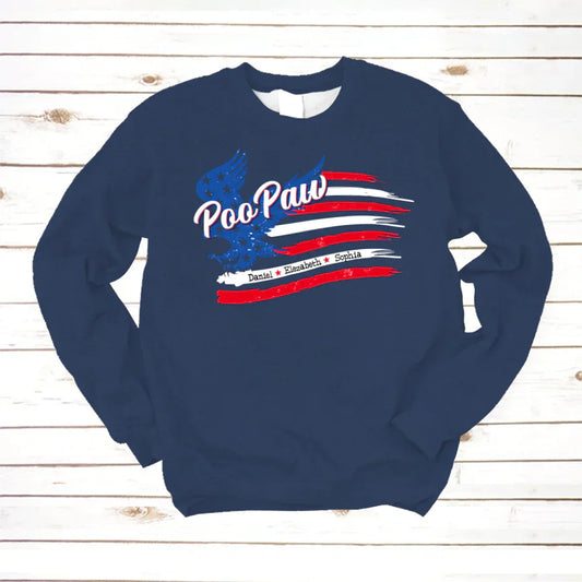 PooPaw With Grandkids Names 4th Of July CTL94 Sweatshirt