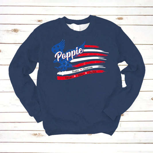 Poppie With Grandkids Names 4th Of July CTL94 Sweatshirt