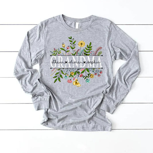Wildflowers Grandma And Grandkids Longsleeve