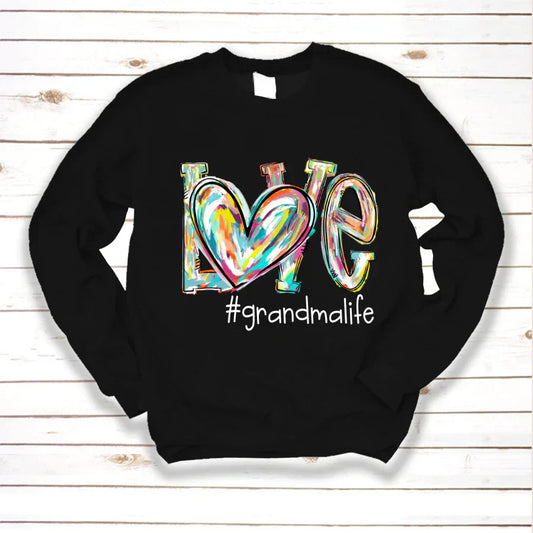 Love Grandma Life Fall Autumn Color Clipart Custom Sweatshirt