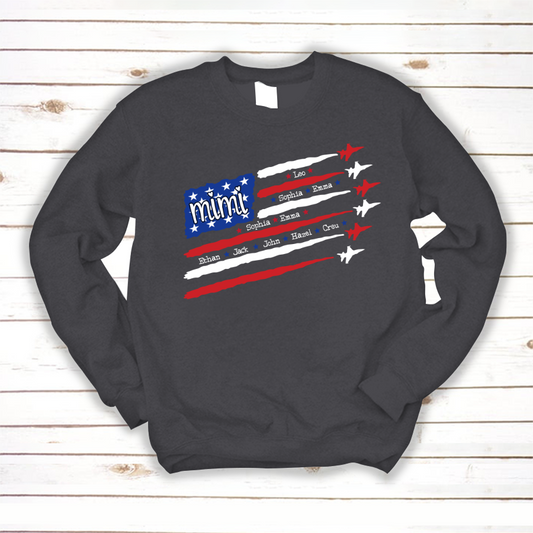 American Flag Jet Fighter 4th of july Mimi with grandmakids CL01 Sweatshirt