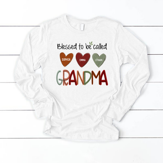 Blessed To Be Called Nana And Kids Autumn Fall CL01 Longsleeve