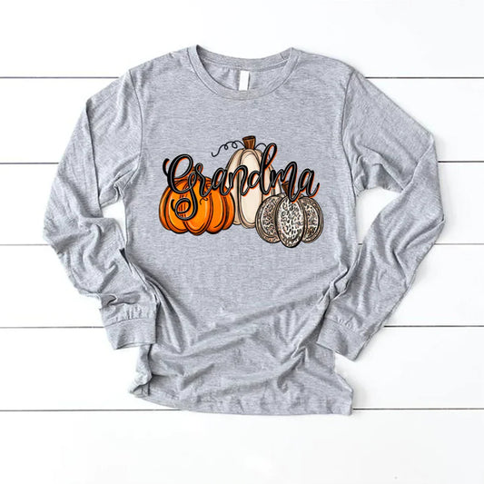 Grandma Pumpkins Leopard Autumn Longsleeve