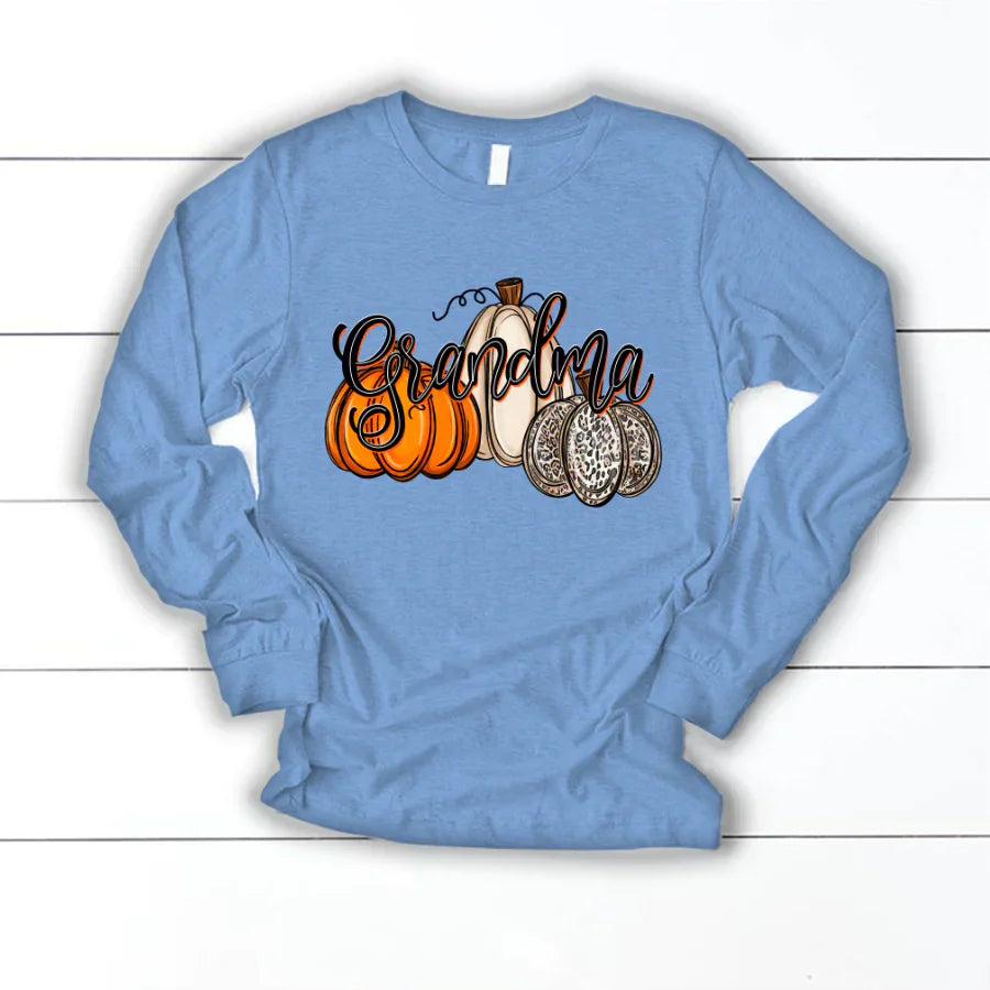 Grandma Pumpkins Leopard Autumn Longsleeve