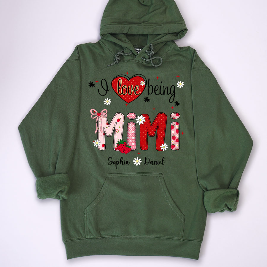 I Love Being A Mimi, Mimi Grandma Nana Strawberry And Grandkids Sweet Summer Time Shirt