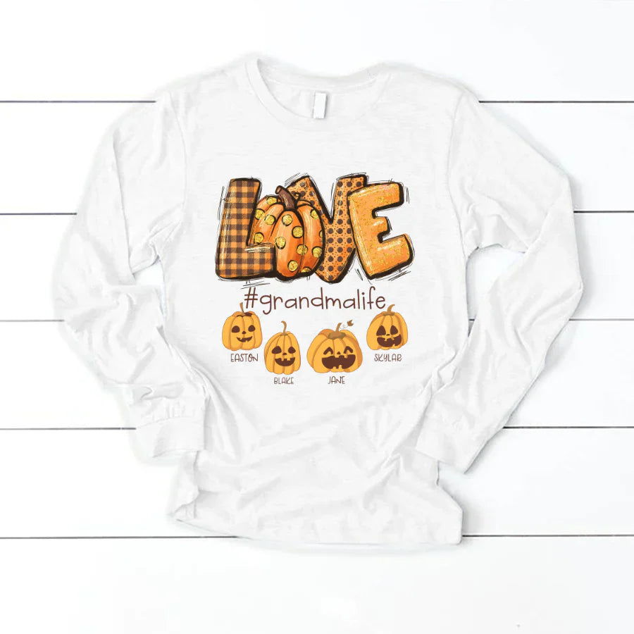 Love Grandma Life Autumn Pumpkins Longsleeve