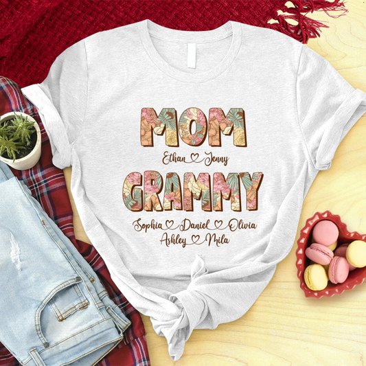 Mom Grammy And Kids Shirt, Gift For Grandma, Grammy, Mama, Nana, Mimi, Mother Day CTH01 T-Shirt