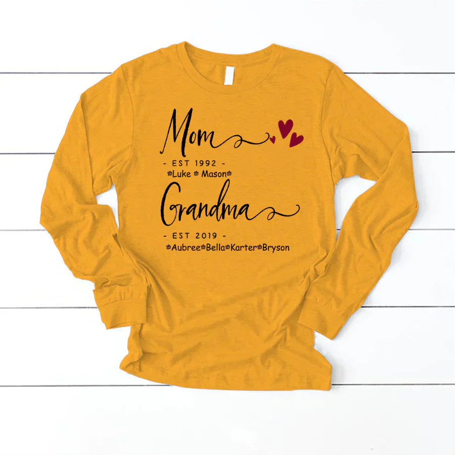 Mom Grandma Family Est Kids VT22120071 Longsleeve