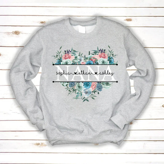 Pastel Peony Rose Nana And Grandkids CTH01 Sweatshirt