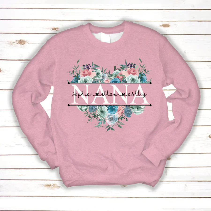 Pastel Peony Rose Nana And Grandkids CTH01 Sweatshirt