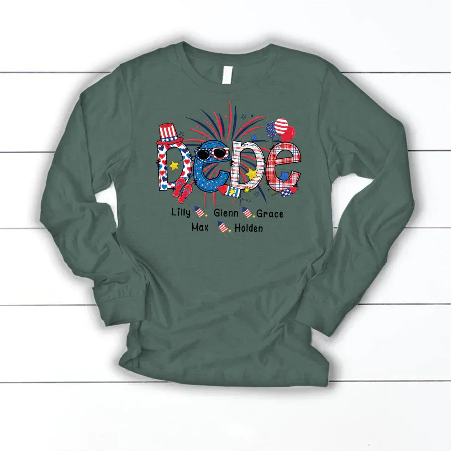 Patriotic Doodle 4th Of July Dede And Grandkid CTH01 Longsleeve