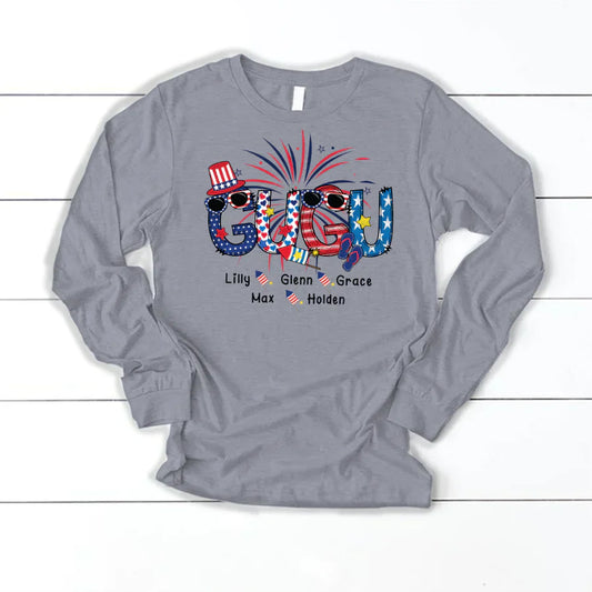Patriotic Doodle 4th Of July Gugu And Grandkid CTH01 Longsleeve