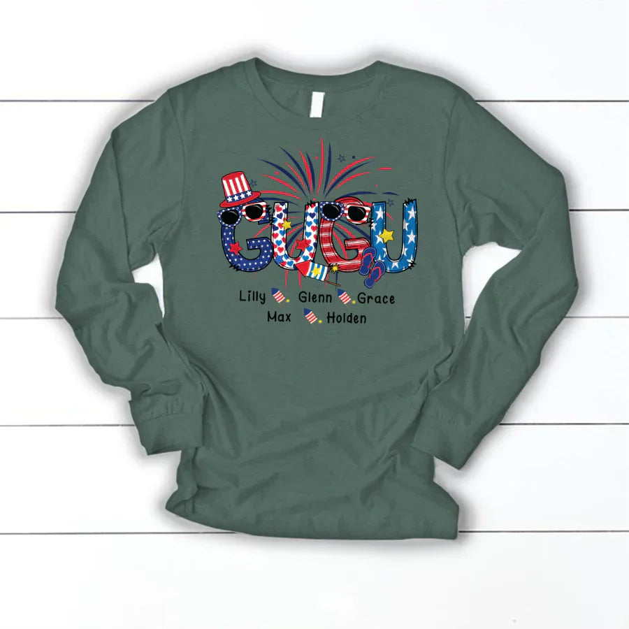 Patriotic Doodle 4th Of July Gugu And Grandkid CTH01 Longsleeve