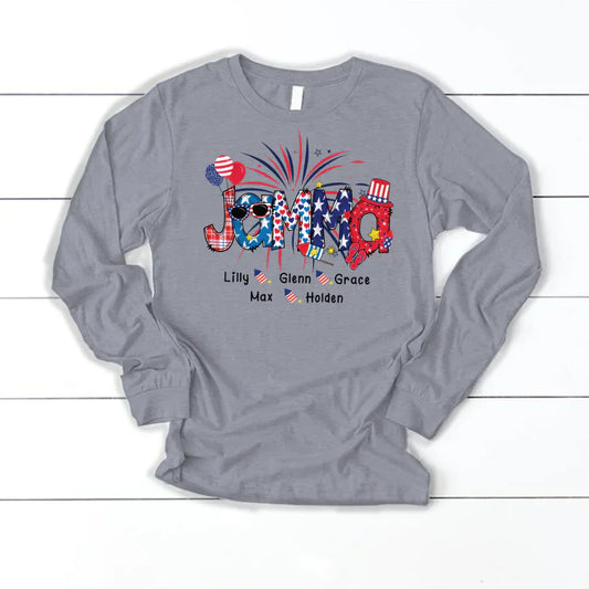 Patriotic Doodle 4th Of July Jamma And Grandkid CTH01 Longsleeve