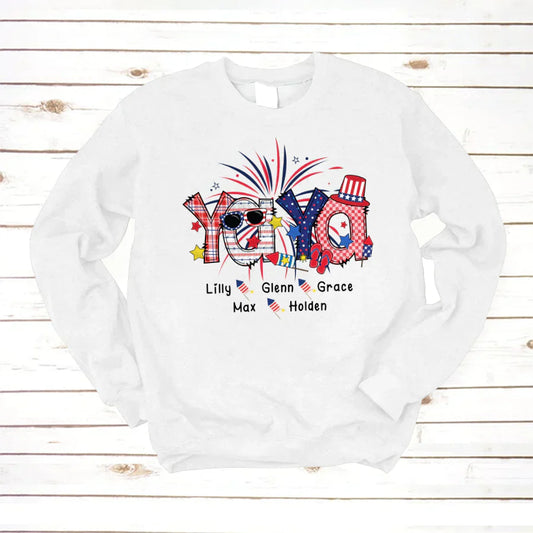 Patriotic Doodle 4th Of July Yaya And Grandkid CTH01 Sweatshirt