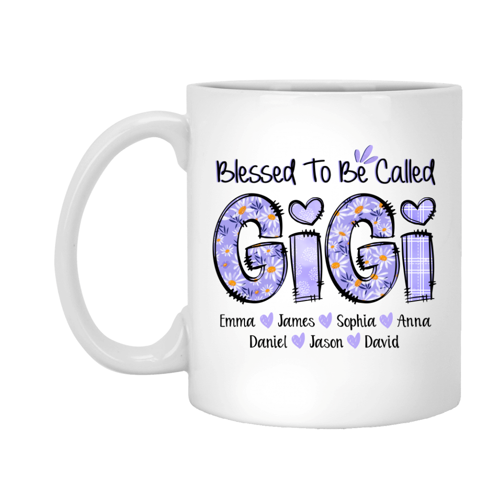 Personalized Blessed To Be Called Gigi Purple With Kids TH Mug