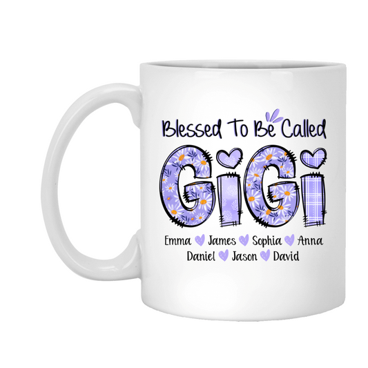 Personalized Blessed To Be Called Gigi Purple With Kids TH Mug