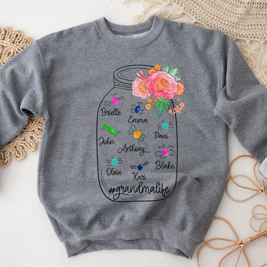 Personalized Bug Grandmlife Custom Names And Grandkids Mother's Day Sweatshirt