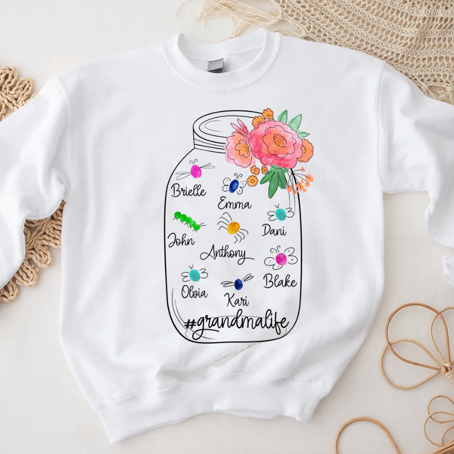 Personalized Bug Grandmlife Custom Names And Grandkids Mother's Day Sweatshirt