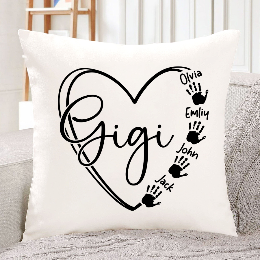Personalized Gigi With Kids Heart Mother's Day Indoor Pillow