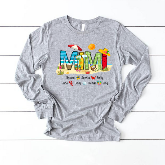 Personalized Mimi Summer Beach Color Kid Names Custom Longsleeve