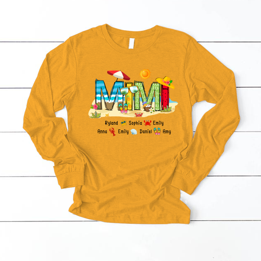 Personalized Mimi Summer Beach Color Kid Names Custom Longsleeve