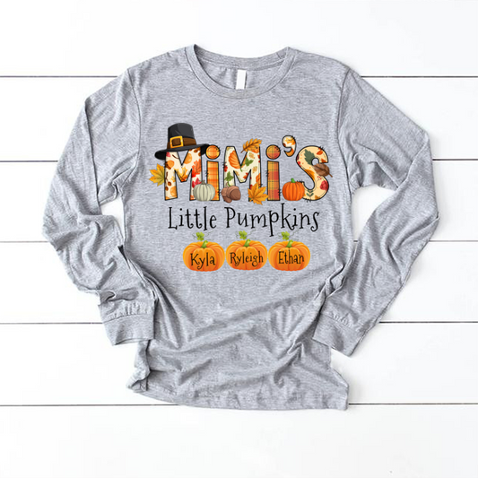 Personalized Mimi's Little Pumpkins Autumn Doodle Alphabet Longsleeve