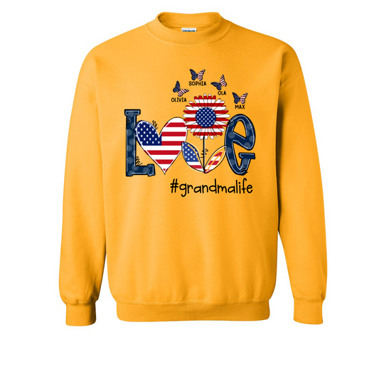 Personalized love grandma life usa butterfly Sweatshirt