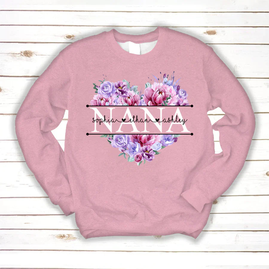 Pink Purple Flower Mimi And Grandkids CTH01 Sweatshirt