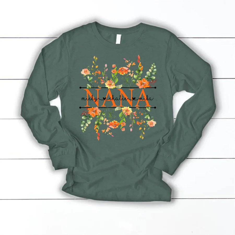 Summer Flowers Nana And Grandkids CTH01 Longsleeve