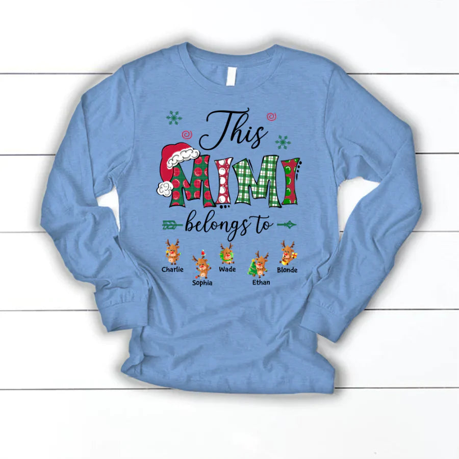 This Mimi Belongs to Christmas Reindeer Longsleeve