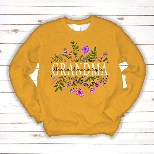 Wildflowers Grandma And Grandkids Watercolor Sweatshirt