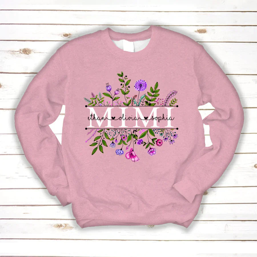 Wildflowers Mimi And Grandkids Watercolor Sweatshirt