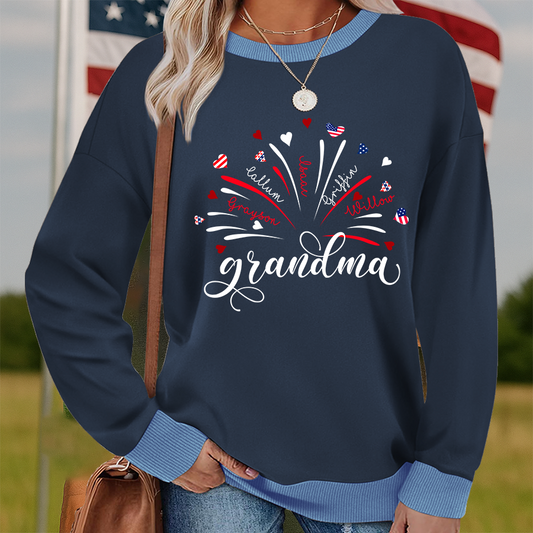 Firework America Flag Grandma And Kids New Sweatshirt