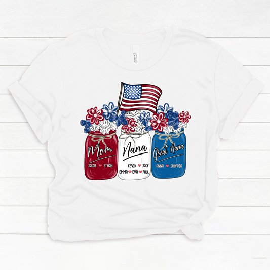 America Flag Flower Mom Nana Great Nana And Kids CTH01 Classic Canvas