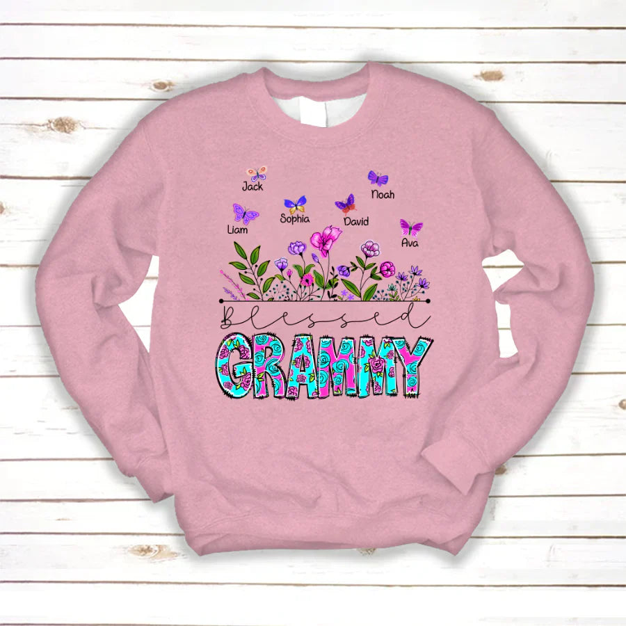 Blessed Grammy Wildflowers And Butterflies Shirts For Grandma Sweatshirt