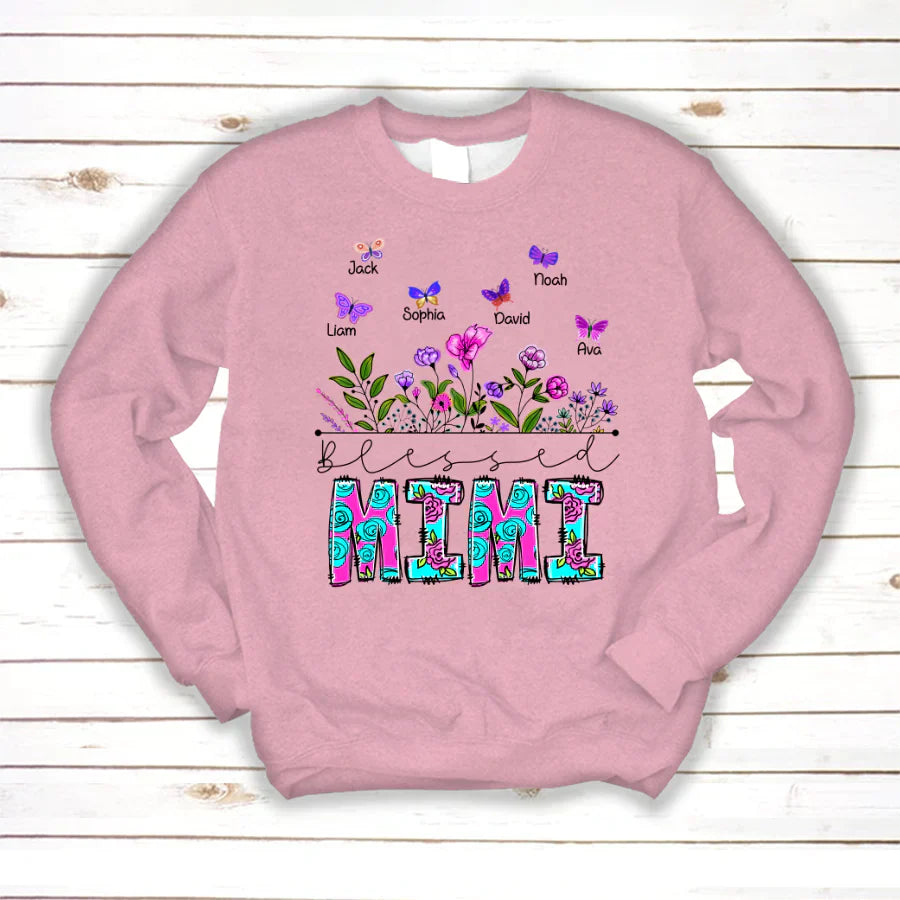 Blessed Mimi Wildflowers And Butterflies Shirts For Grandma Sweatshirt