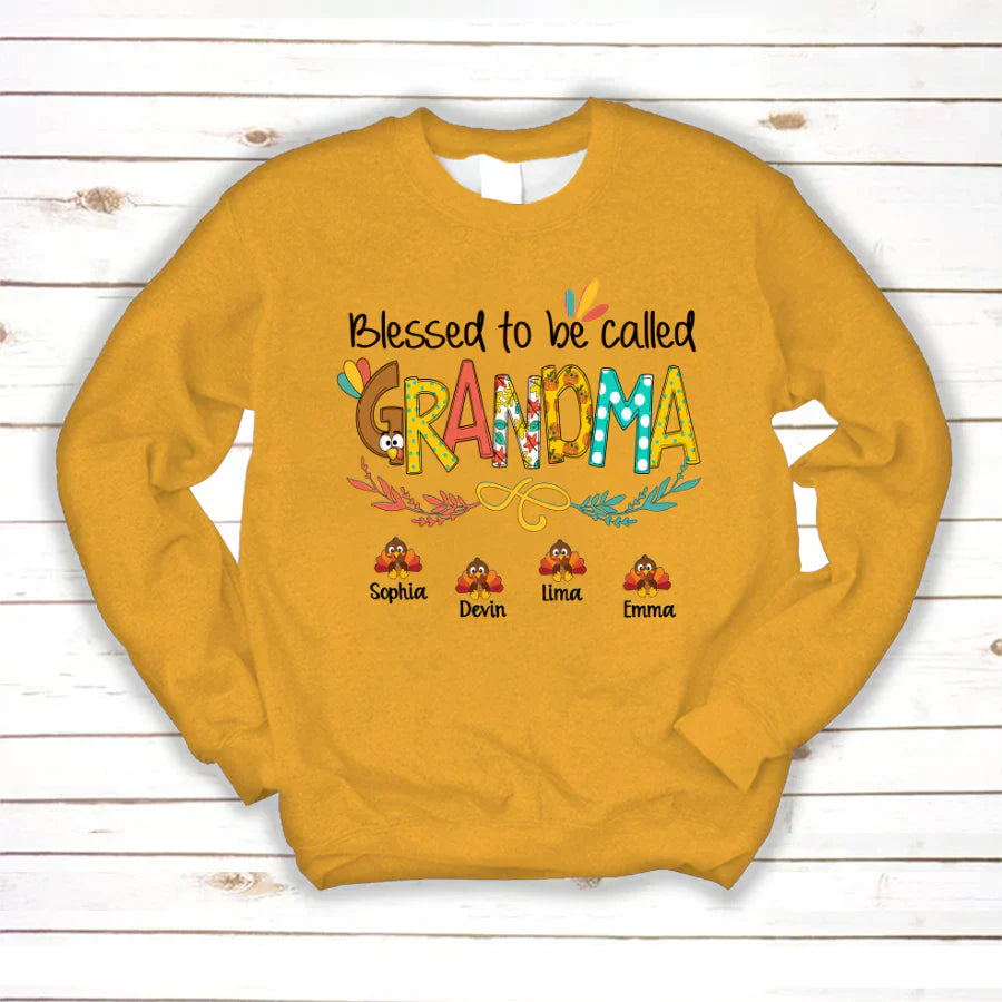Blessed To Be Called Grandma Turkey Thanksgiving Sweatshirt