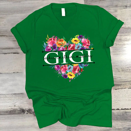 Bright Watercolor Floral Gigi And Grandkis CTH01 V-Neck