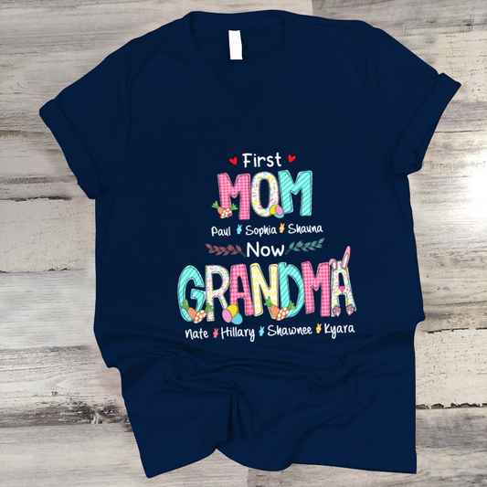 First Mom Now Grandma Easter Day V2 V-Neck