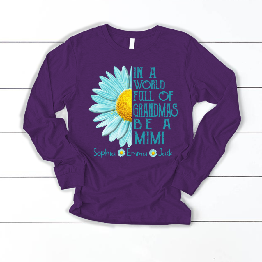 Grandma Flower Daisy And Grandkids Longsleeve