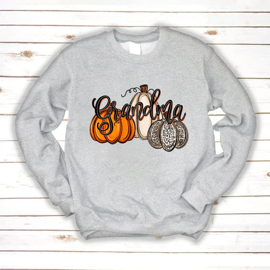 Grandma Pumpkins Leopard Autumn Sweatshirt