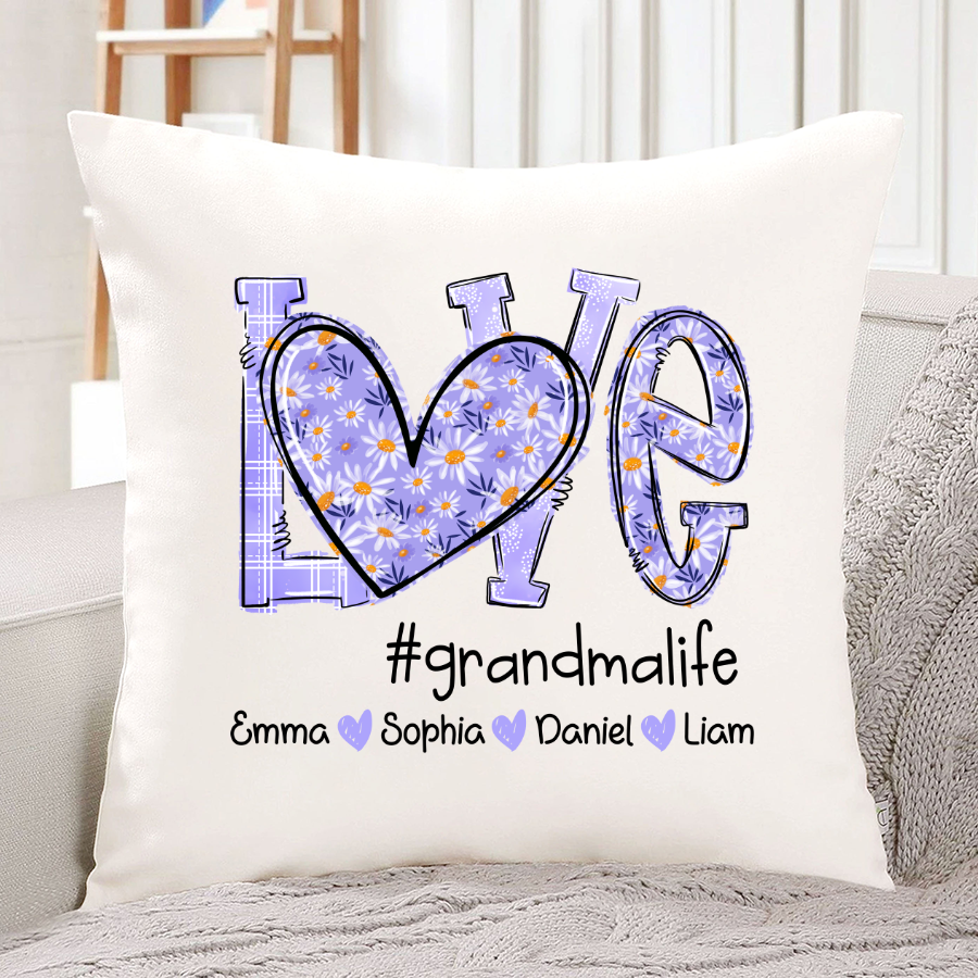 Love Daisy Purple Grandma Life With Kids TH Indoor Pillow
