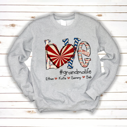 Love Grandma Baseball And Grandkids, Love Baseball Grandma Iron On Sweatshirt