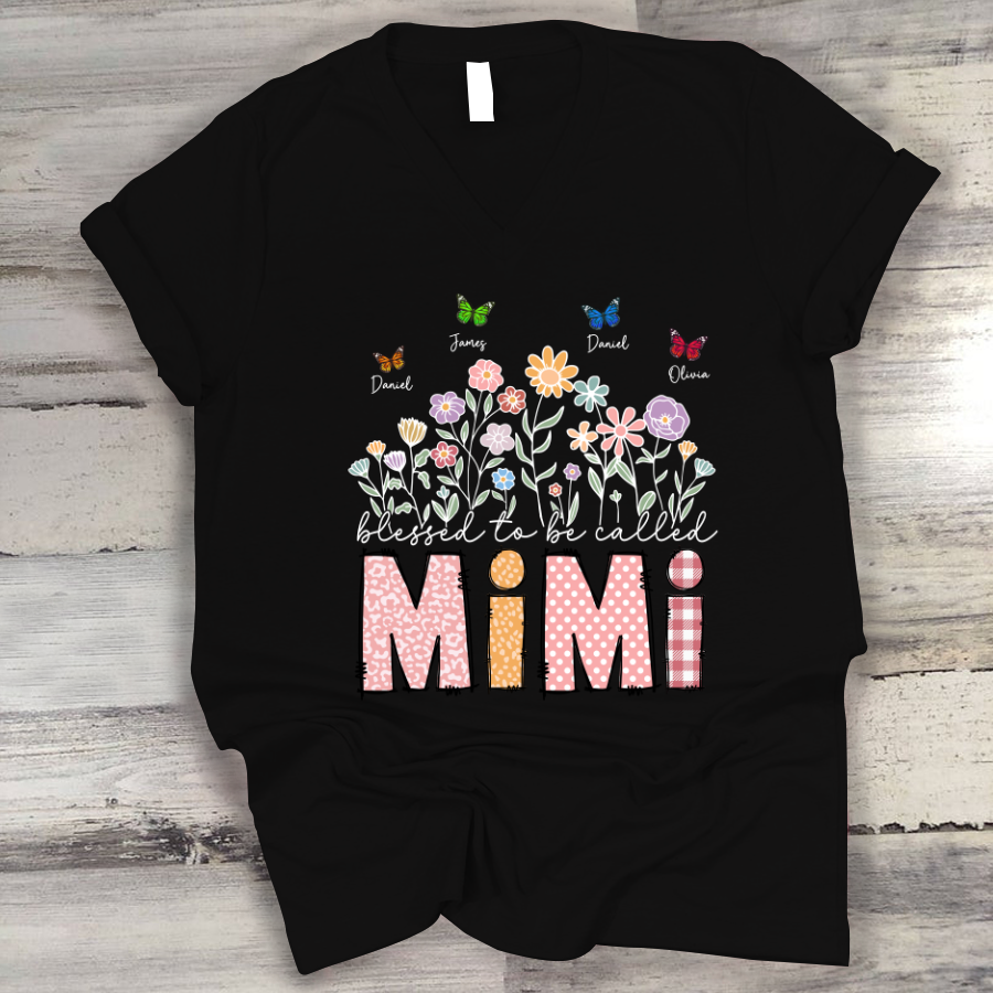 Mimi Floral And Butterfly Custom Mimi And Grandkids Gift For Mothers Day