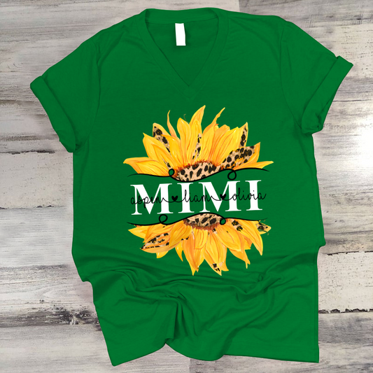 Mimi And Grandkids Sunflower V-Neck