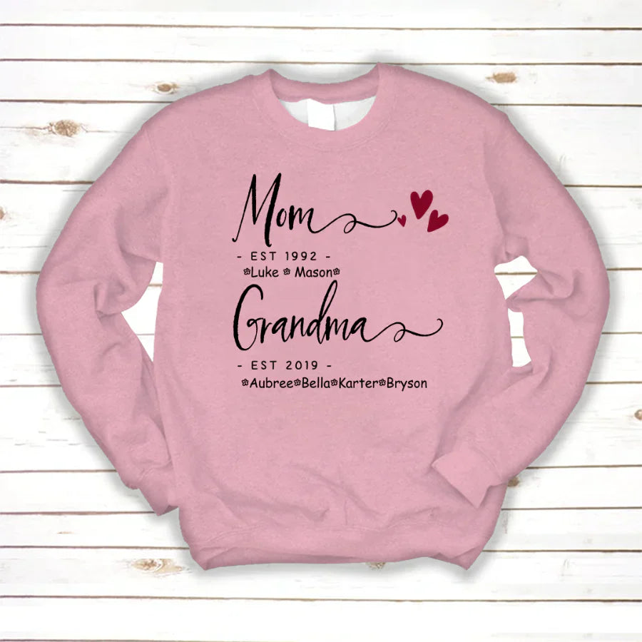 Mom Grandma Family Est Kids VT22120071 Sweatshirt